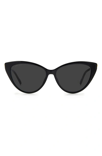 Jimmy Choo Val/s 57mm Cat Eye Sunglasses In Black / Brown Gradient