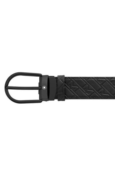 Montblanc Men's Horseshoe Monogram Leather Belt In Black