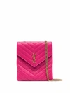 Saint Laurent Matelassé Leather Double Flap Shoulder Bag In Rosa