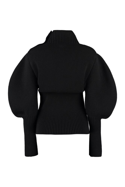 Bottega Veneta Ribbed Wool-blend Turtleneck Jumper In Black