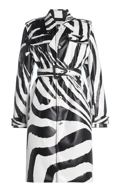 Bottega Veneta Zebra-print Rubber-coated Coat In Black/white