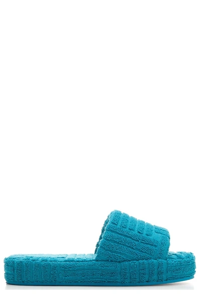 Bottega Veneta Blue Resort Sponge Slider Sandals In Blaster