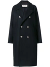 Saint Laurent Double Breasted Oversized Coat In Black