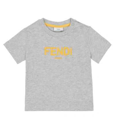 Fendi Babies' Short-sleeved Cotton T-shirt In Grigio