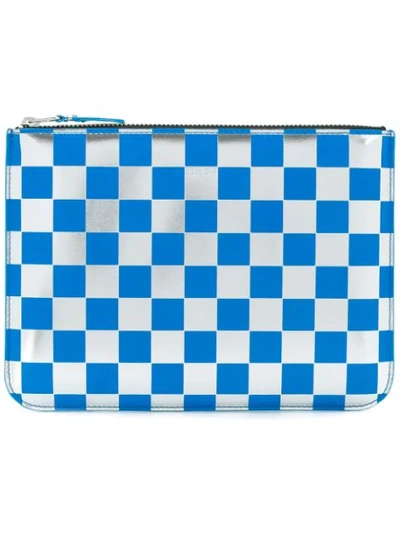 Comme Des Garçons Play Checked Purse In Blue