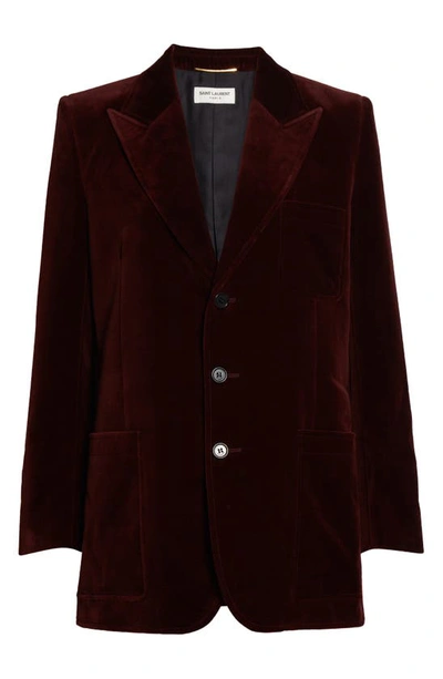 Saint Laurent Red Velvet Tuxedo Jacket In 2121 Cognac