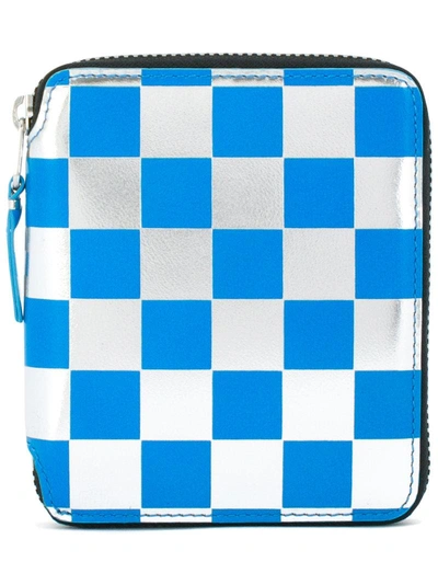 Comme Des Garçons Play Checked Wallet In Blue