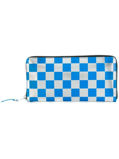 Comme Des Garçons Play Checked Wallet In Blue