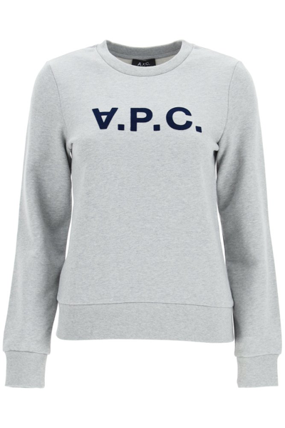 A.p.c. Sweat Tina Logo Jersey Sweatshirt In Grey