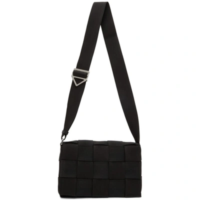 Bottega Veneta Men's Intrecciato Webbing Crossbody Bag In Black