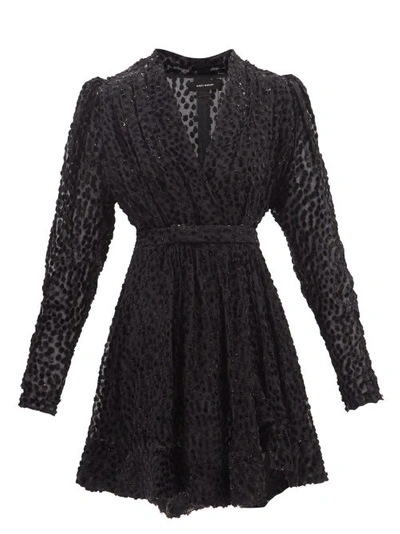 Isabel Marant Melyo Metallic Devoré-velvet Mini Dress In Black