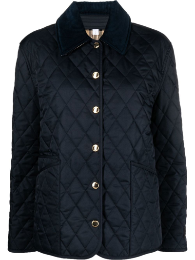 Burberry Reversible Corduroy-trimmed Quilted Shell And Checked Cotton Jacket In Multi-colored