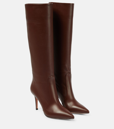 Gianvito Rossi Hansen 85 Leather Knee Boots In Burgundy