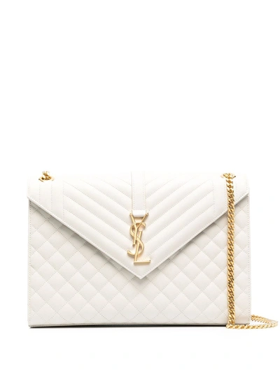 Saint Laurent Medium Cassandra Calfskin Shoulder Bag In Ivory