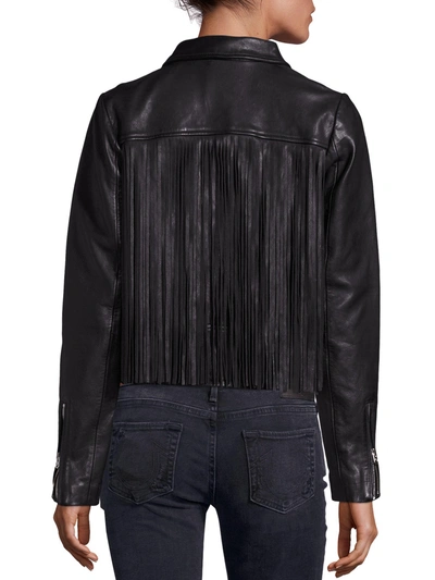 True Religion Leather Fringe Moto Jacket In Black ModeSens