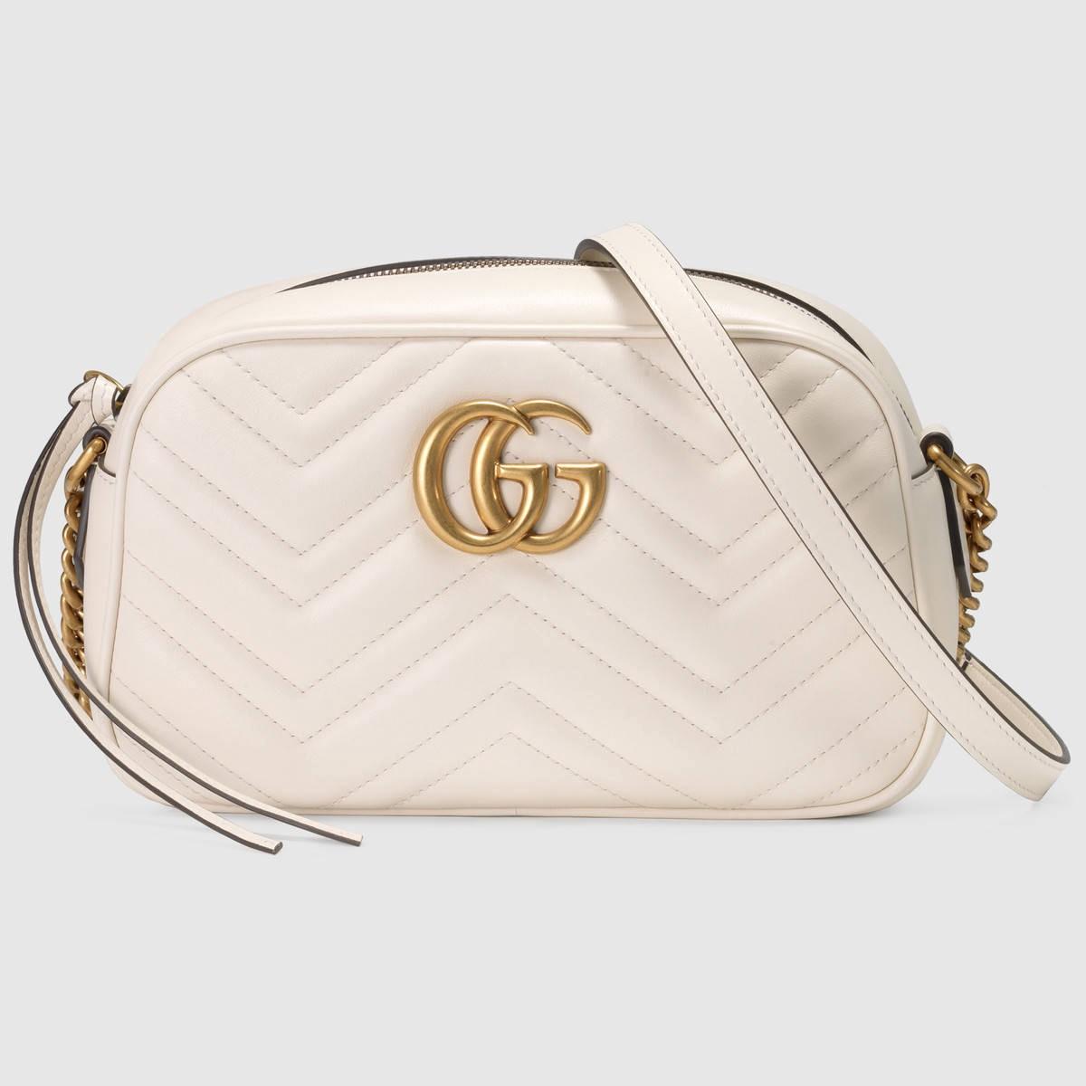 Gucci Gg Marmont Small Shoulder Bag - White Leather | ModeSens