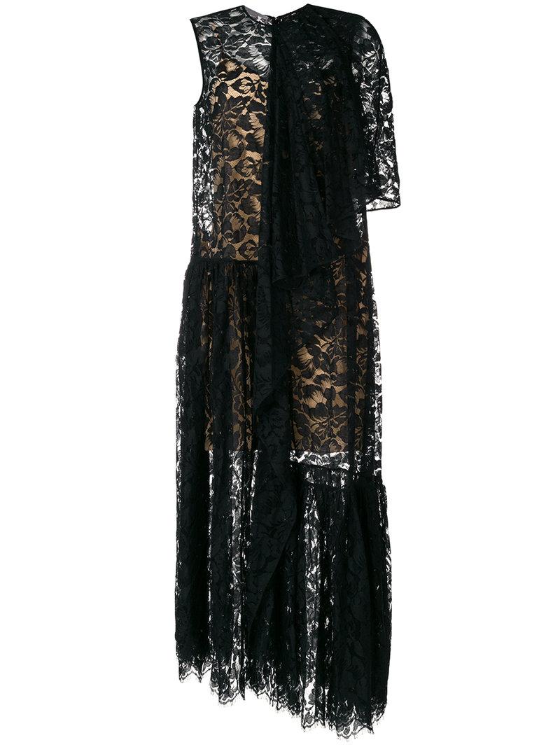 Stella Mccartney Asymmetric Lace Dress In Black | ModeSens