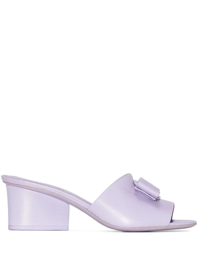 Ferragamo Viva Bow 70mm Mules In Purple