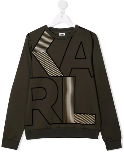 Karl Lagerfeld Teen Logo-print Sweatshirt In 绿色