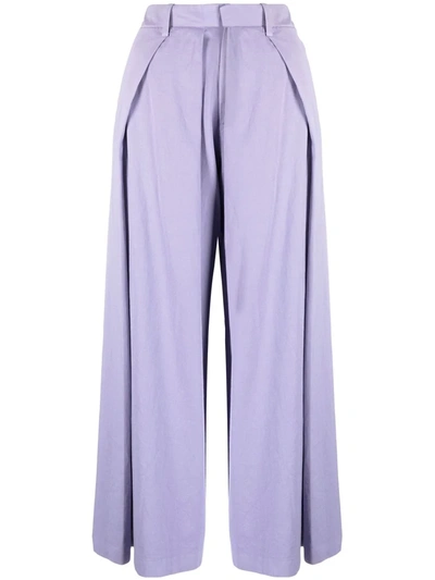 Charles Jeffrey Loverboy Pleated Cropped Trousers In 紫色