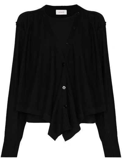 Lemaire Double Layer Cardigan In Black