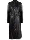 Pinko Long Chemisier Leatheret Dress With Belt In Black