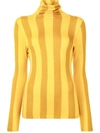 Zimmermann Women's Concert Striped Ribbed-knit Turtleneck Top In Yellow