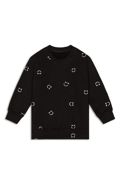 Miles And Milan Babies' The Jackie Smiley Cotton Sweatshirt In Black