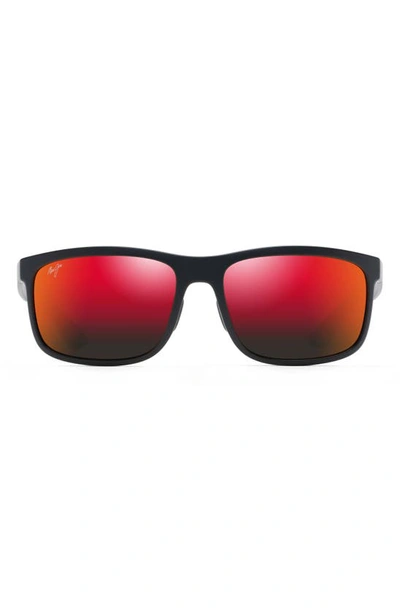 Maui Jim Huelo 58mm Polarizedplus® Rectangular Sunglasses In Red