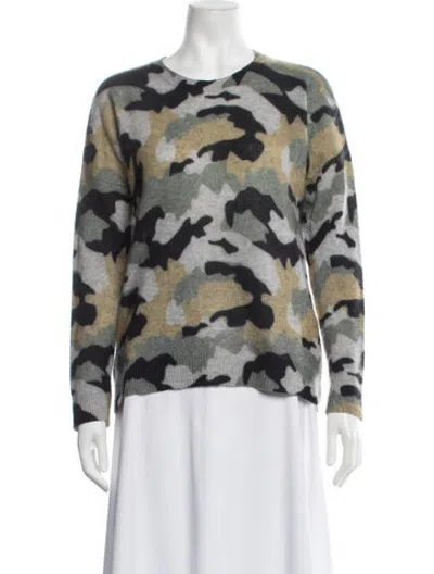 Pre-owned 360cashmere Cashmere Camouflage Print Sweater In Green/grey
