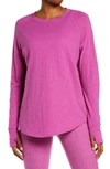 Zella Relaxed Washed Long Sleeve T-shirt In Pink Wild Aster