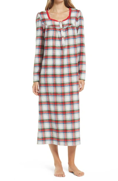 Nordstrom Flannel Family Nightgown In Ivory Egret Multi Preppy Plaid