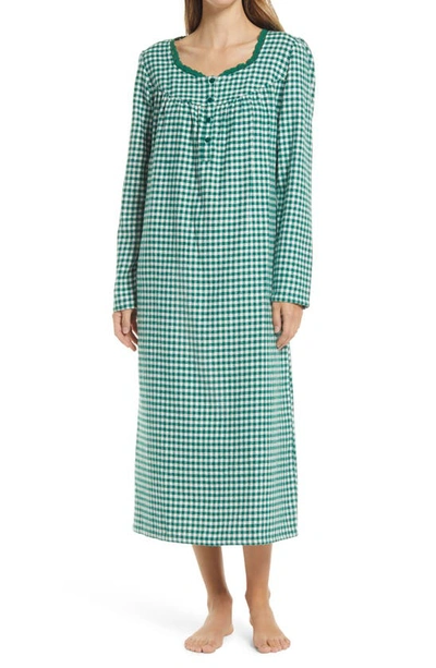 Nordstrom Flannel Family Nightgown In Green Evergreen Gingham