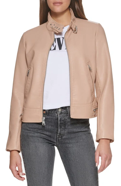 Levi's Faux Leather Racer Jacket In Biscotti