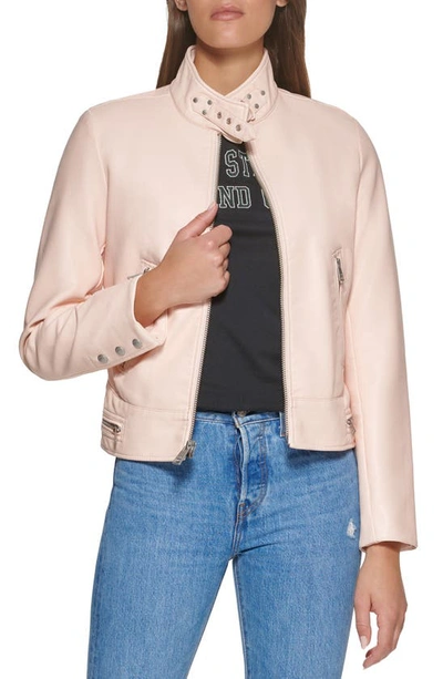 Levi's Faux-leather Moto Racer Jacket In Peach Blush