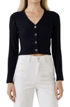 Endless Rose Ribbed Crop Cardigan In Black