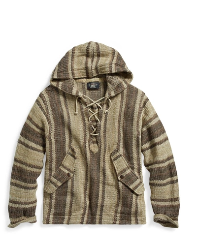 Ralph Lauren Rrl Striped Linen-blend Hoodie In Brown Multi | ModeSens