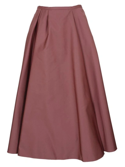 Rochas Satin Pleated Skirt In Pink