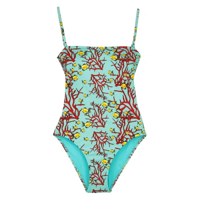 Vilebrequin Coral And Fish One Piece Facette, Facette - Lagoon
