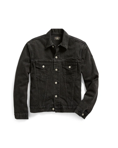 Polo Ralph Lauren Rrl Denim Trucker Jacket In Worn In Black Wash