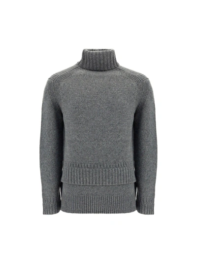 Juun.j Juun J Double Hem Turtleneck Sweater In Grey