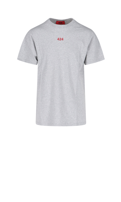 424 Embroidered Logo Cotton T-shirt In Gray