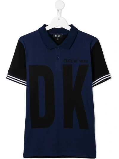 Dkny Teen Logo-print Polo Shirt In Blue