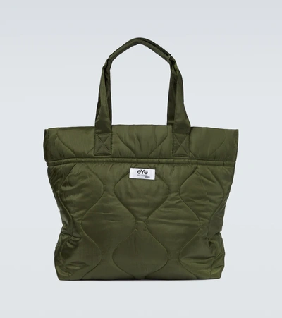 Junya Watanabe Quilted Logo-tag Tote In Green