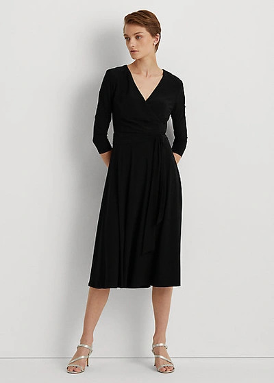 Lauren Ralph Lauren Surplice Jersey Dress In Black