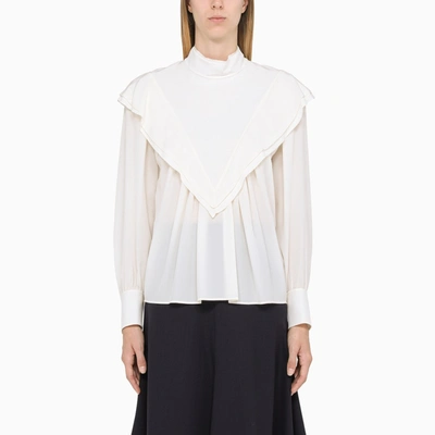 Chloé Off White Blouse With Ruffles