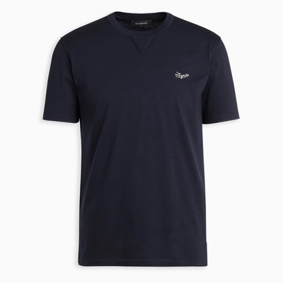 Ermenegildo Zegna Short Sleeve Navy T-shirt In Blue