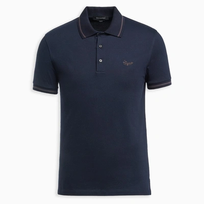 Ermenegildo Zegna Navy Short Sleeve Polo T-shirt In Blue