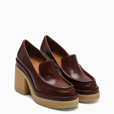 Chloé Brown Leather Wedge Loafers