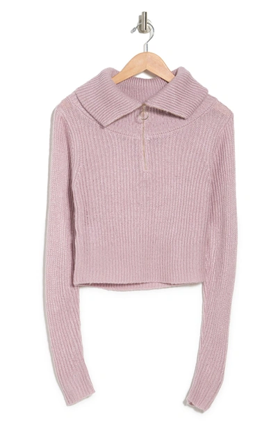 Bcbgeneration Ribbed Knit Zip Front Sweater In English Rose